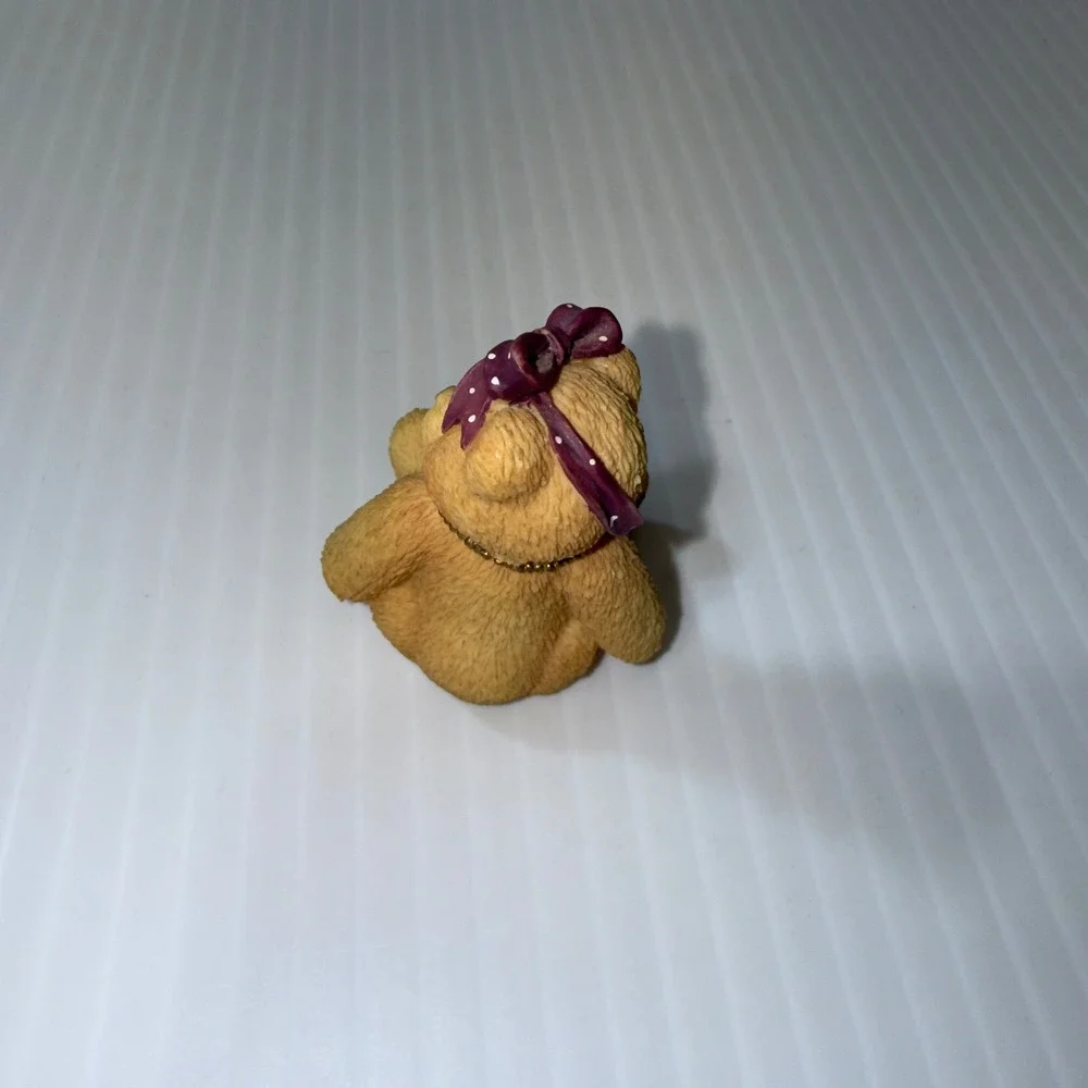 Enesco‎ Cherished Teddies February Figurine 1996 Tan Purple Excellent 239747